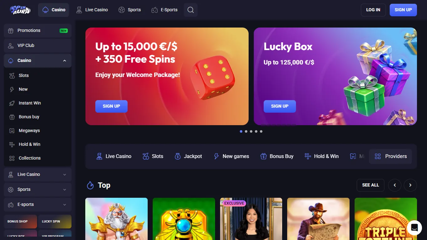 Spinaura — casino online sin licencia con bono alto